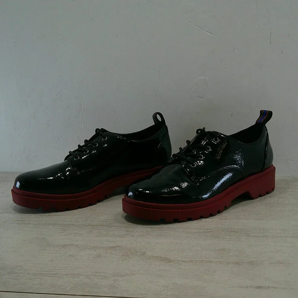 Mix No. 6 Gustava Classic Black Patent Leather Oxford Derby Lug-sole Size 7M